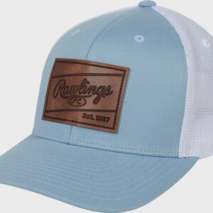 Rawlings Light Blue Leather Patch Snapback Hat