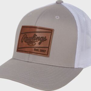 Rawlings Grey Leather Patch Snapback Hat